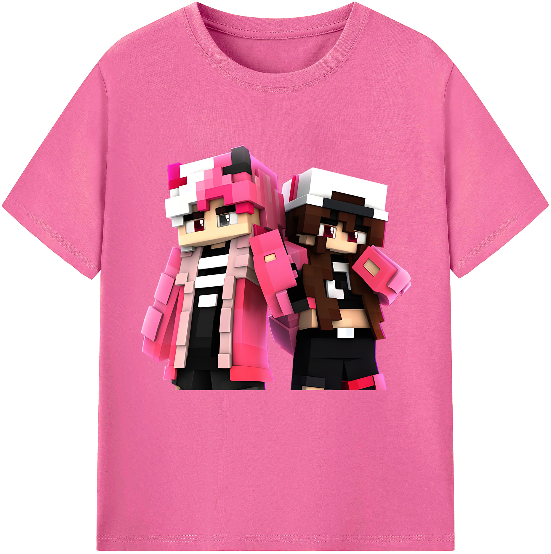 （画像用） マインクラフト ブロックの世界 Minecraft MC Block world レディースカジュアルプリントTシャツ（綿100％）